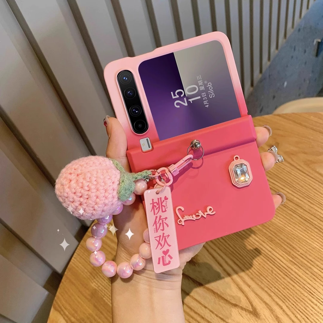 适用华为PuraX典藏版阔折叠手机壳创意渐变粉桃你欢心全包保护套