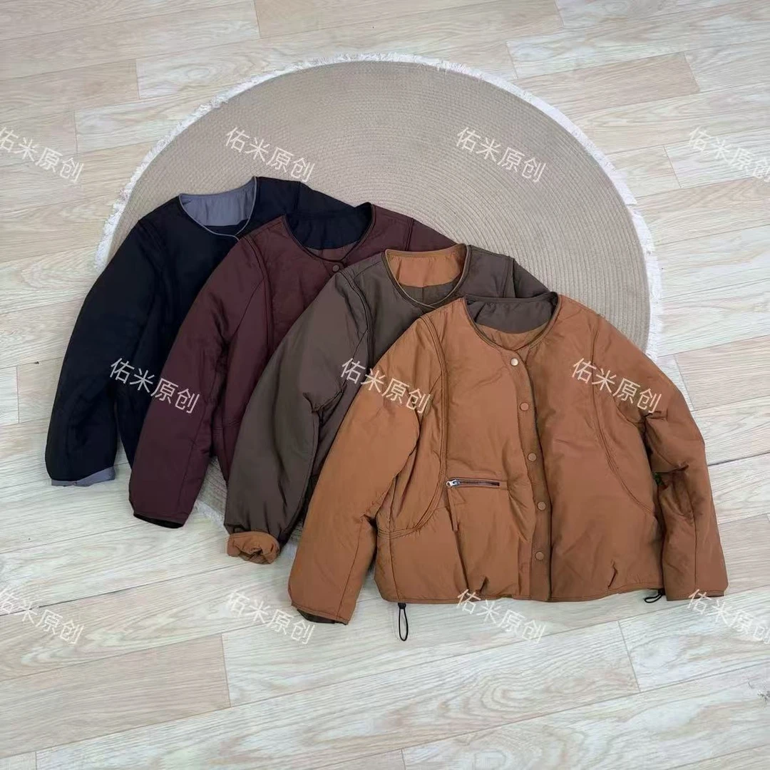 棉服拼色洋气百搭~女短款衣纯色休闲简约