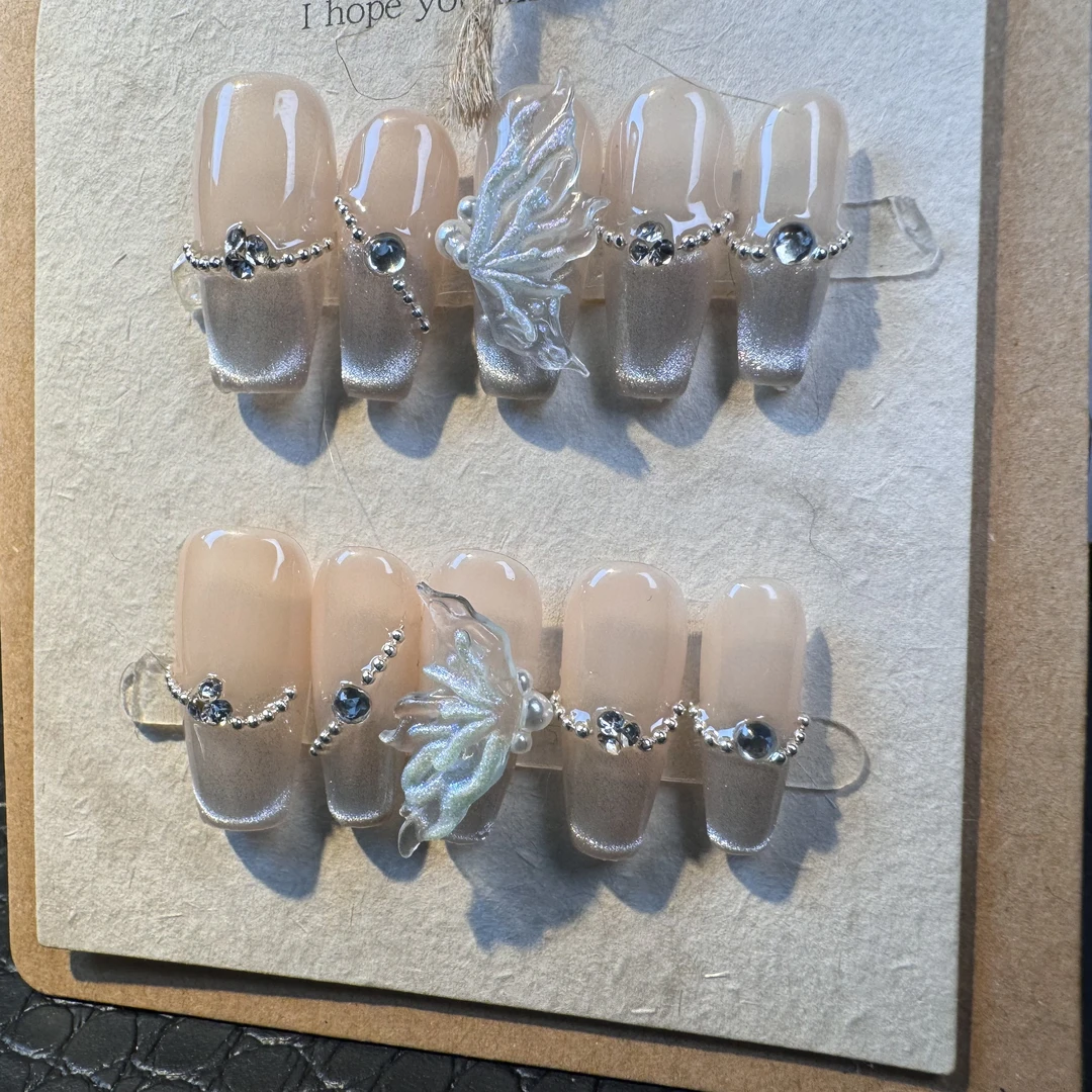 【一鹿家】裸色立体凤九款手工穿戴甲高级感法式猫眼显白爆款