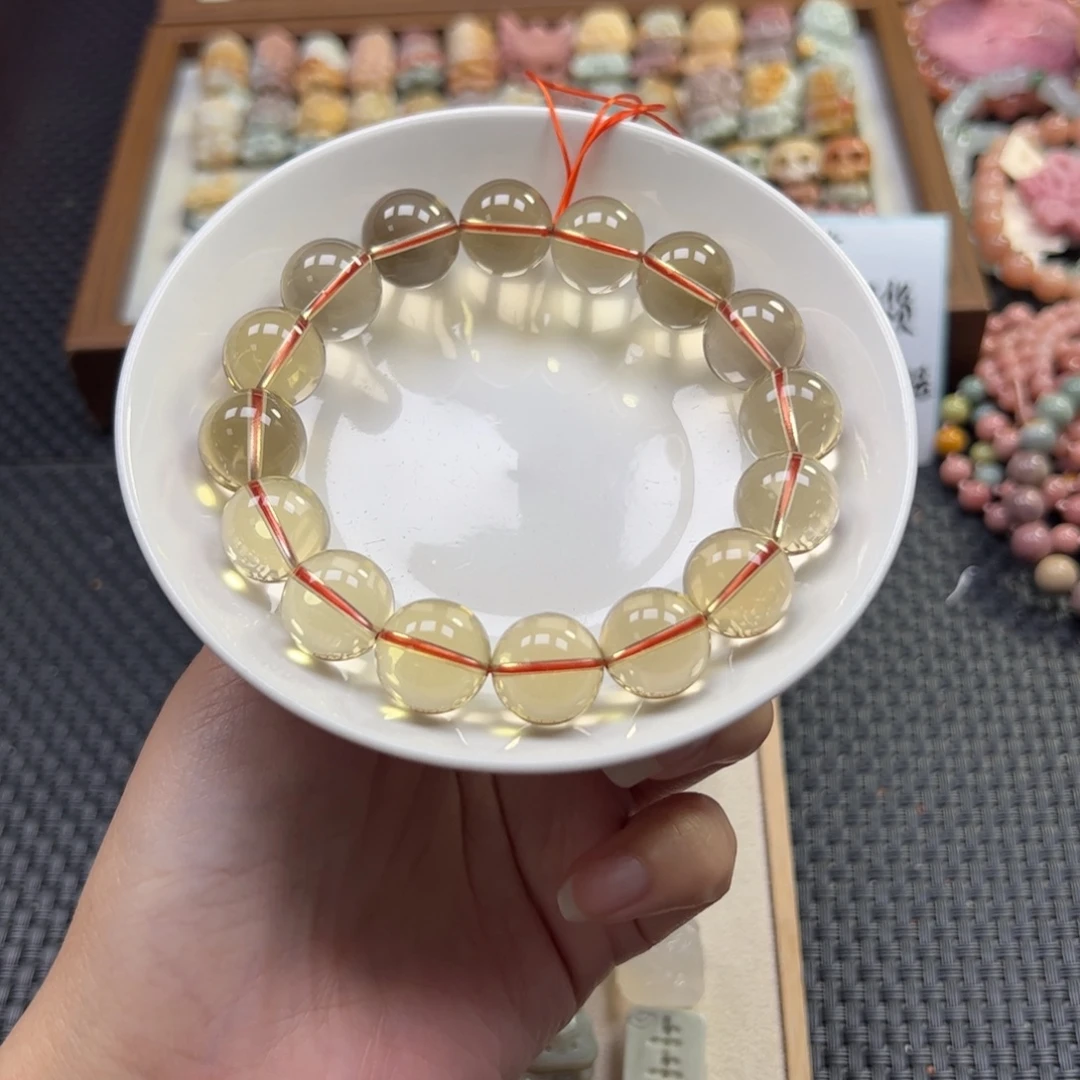 未镶嵌珠宝半成品水晶全净体巴西黄水晶（14m）