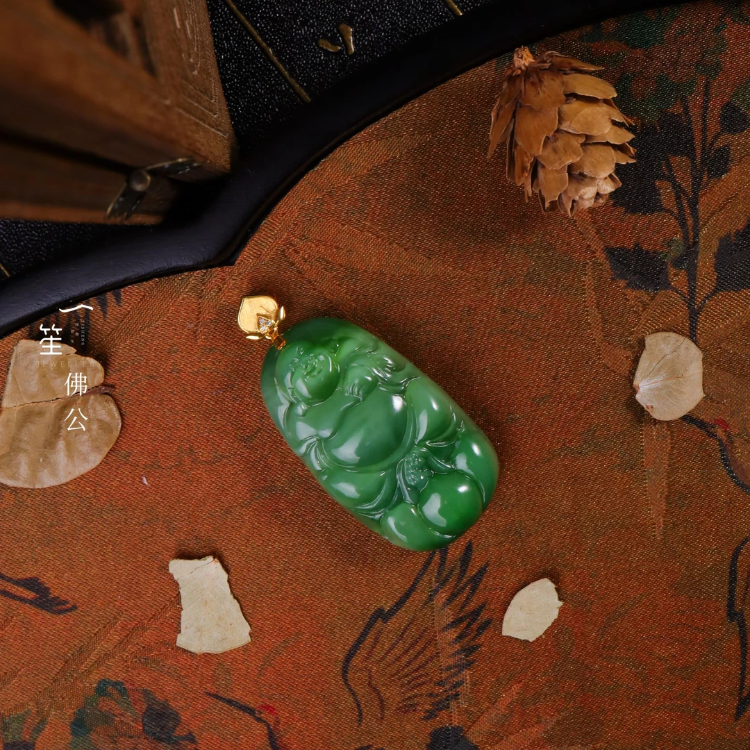 和田玉碧玉逍遥佛吊坠（赠链925）