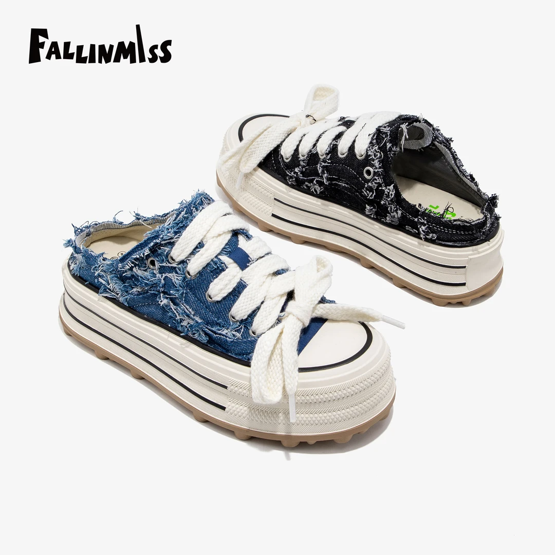 【BAMAY】非谜一脚蹬流苏厚底系带穿脱方便包头半拖女*