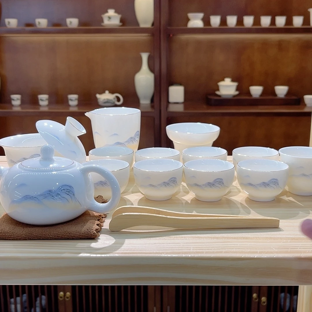 瓷片玄致羊脂玉瓷茶具套装