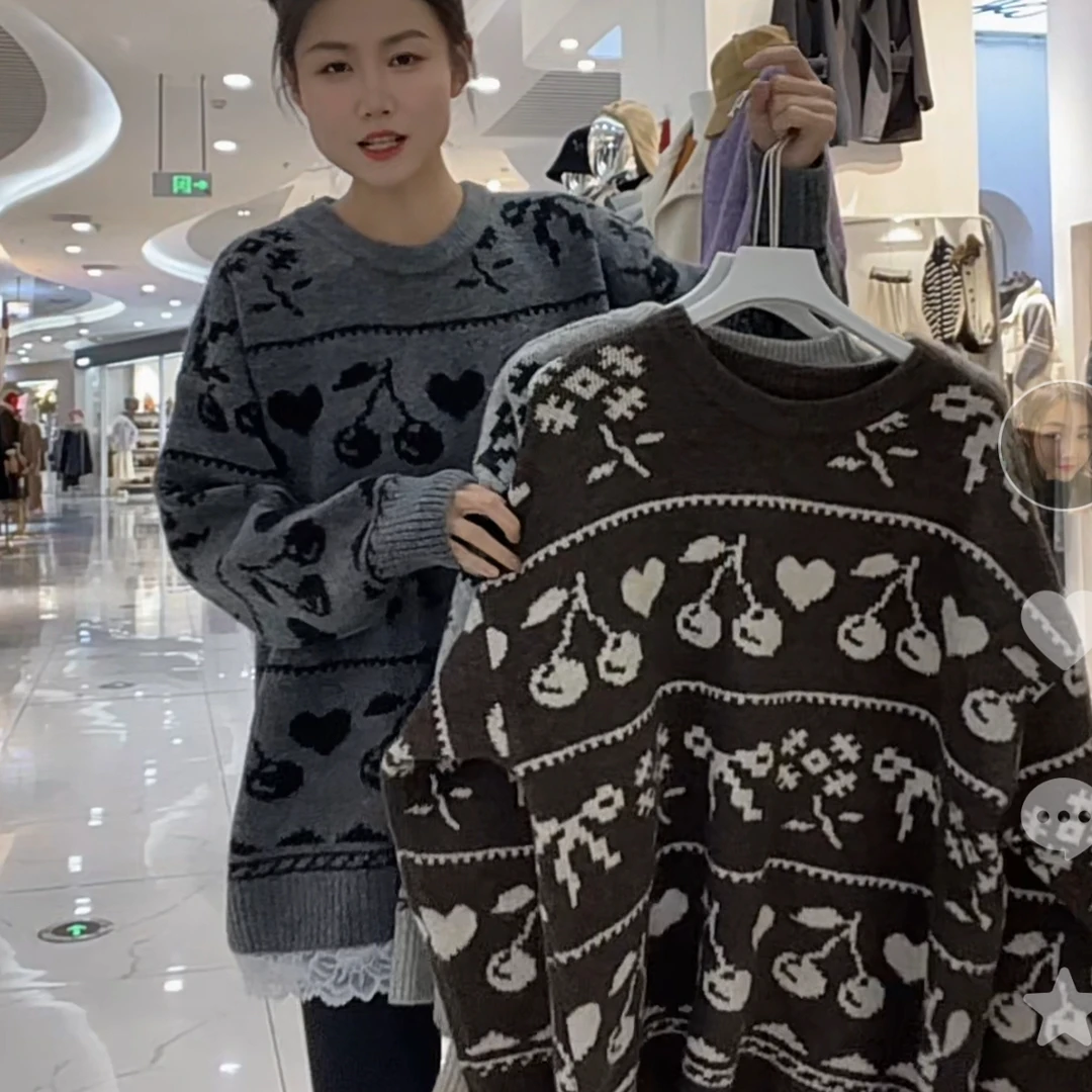 长款蕾丝毛衣均码宽松