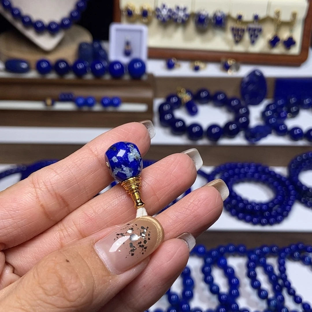 汽***瓶青金石银S925镶嵌分体三通