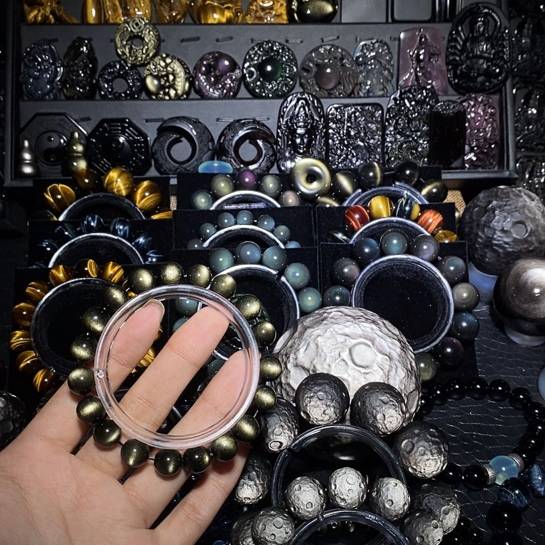 皇***马黑曜岩未镶嵌手链