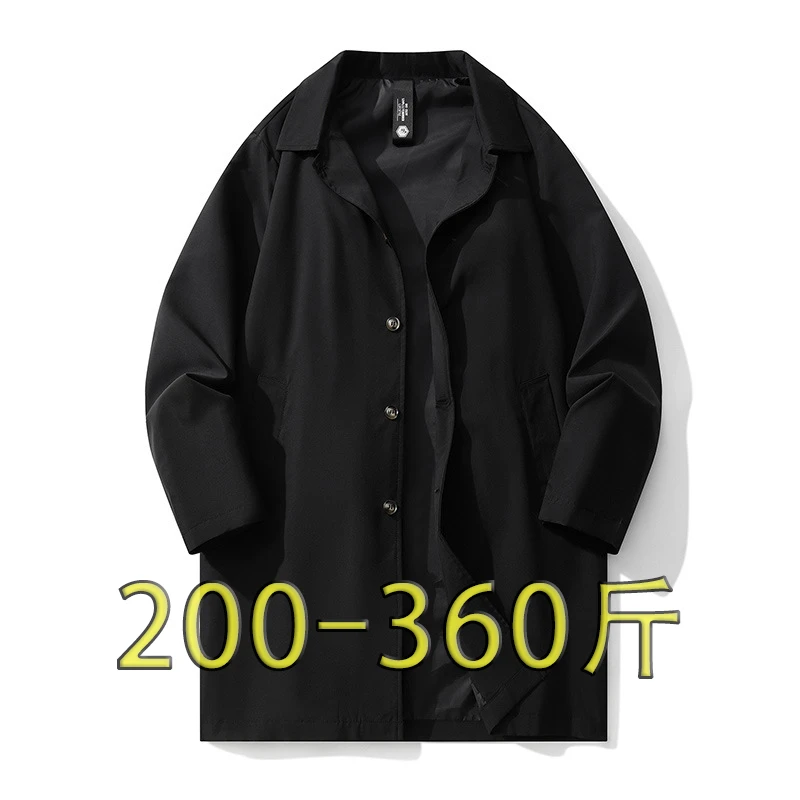 360斤大码男士风衣外套加肥加大夹克潮流男装肥佬时尚纽扣外套