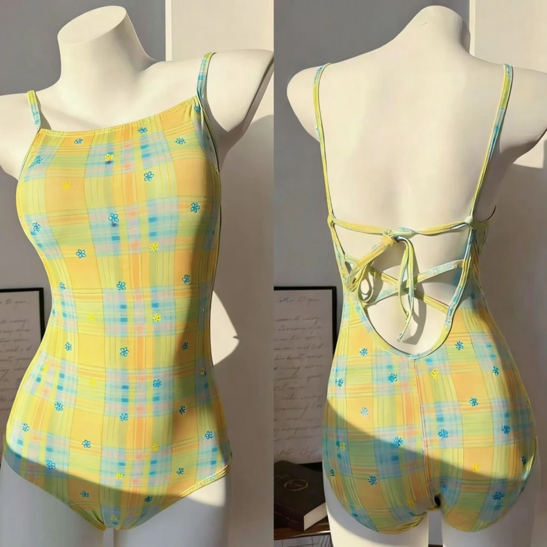 【柠檬气泡】女士专业竞速三角连体泳衣遮肚显瘦适合游泳