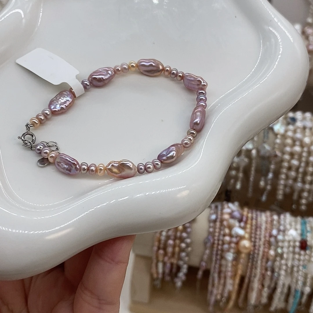 淡水珍珠银S925镶嵌耳饰