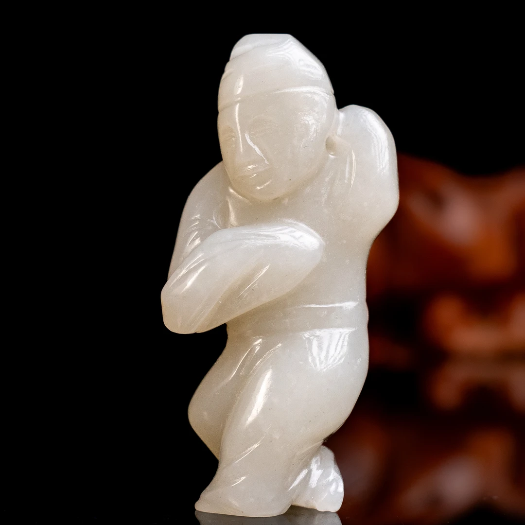 清代和田玉童子把件