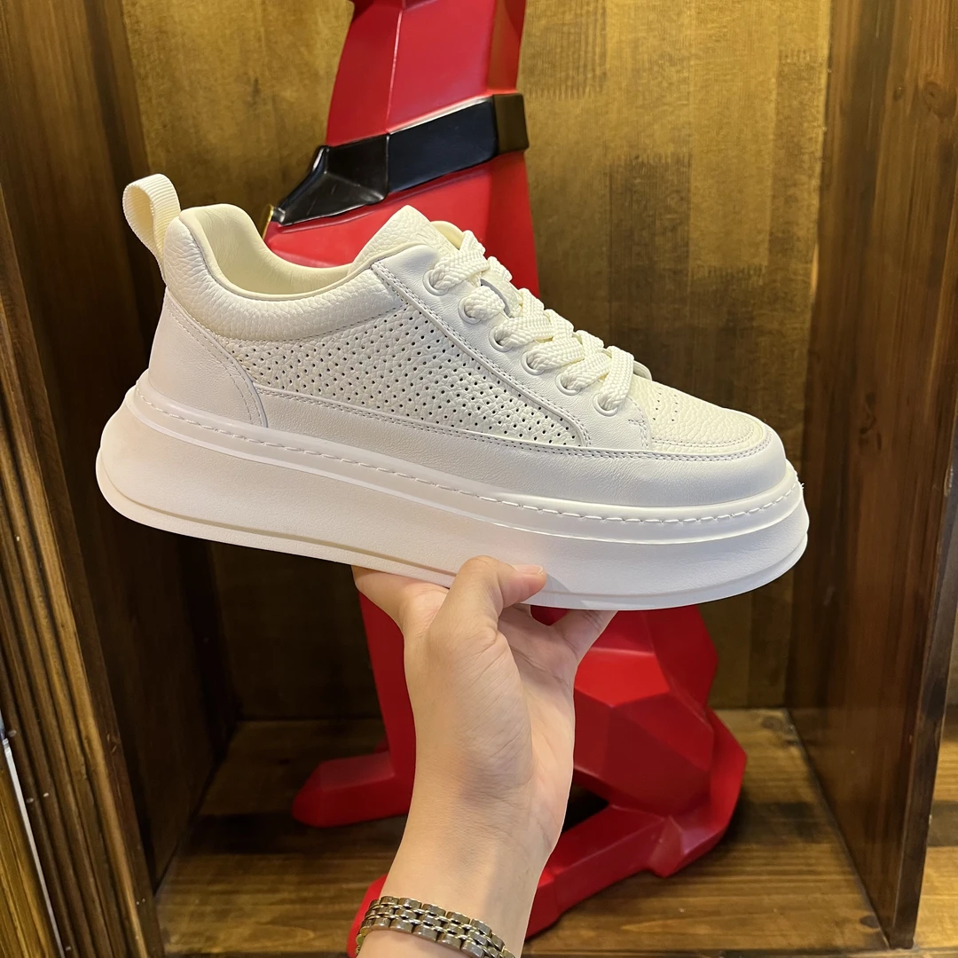 赛蒂斯伦外贸大牌夏季男鞋透气男士真牛皮百搭时尚小白鞋