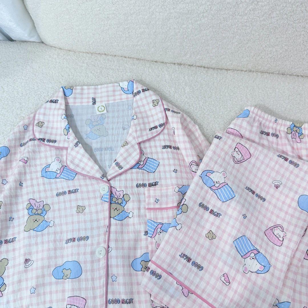 【云朵棉】瞌睡熊睡衣春季新款长袖长裤卡通宽松家居服宽松ins