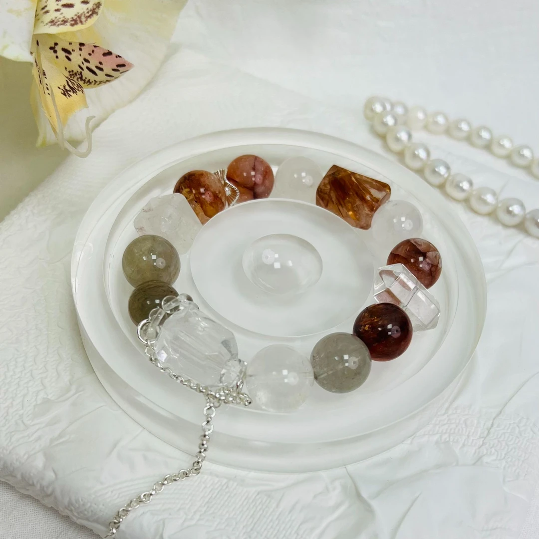 【秋色】黑金超七白水晶手串