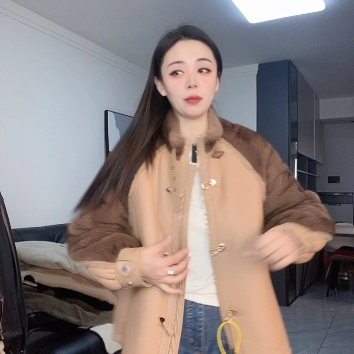 绵羊皮皮毛一体搭配水貂毛M120斤左右