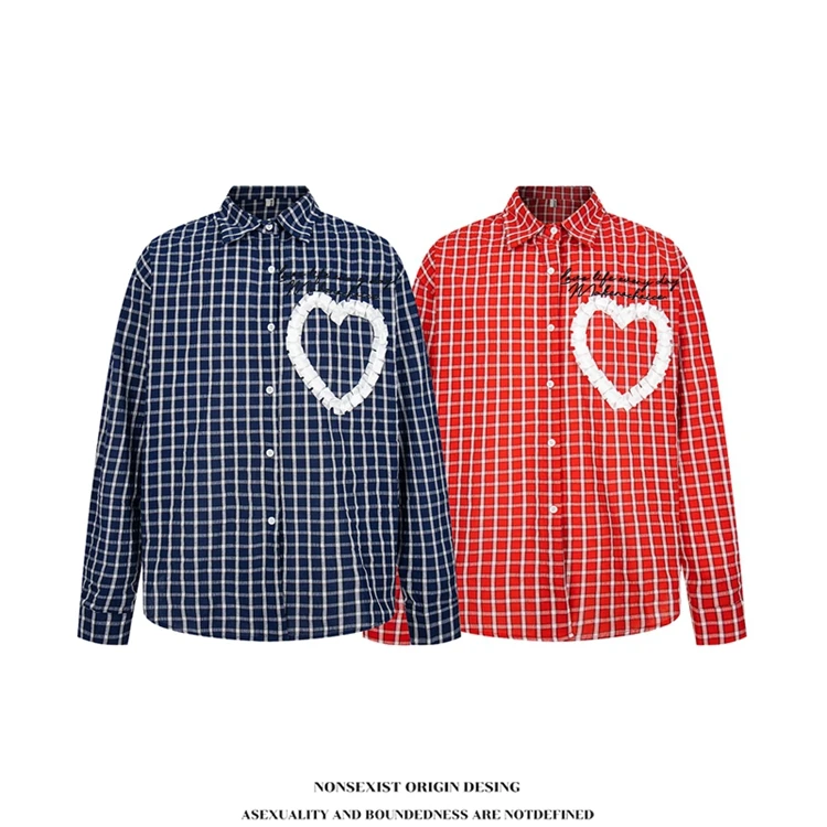 NONSEXIST 原创国潮新款韩版复古格子长袖衬衫慵懒感休闲宽松衬衣