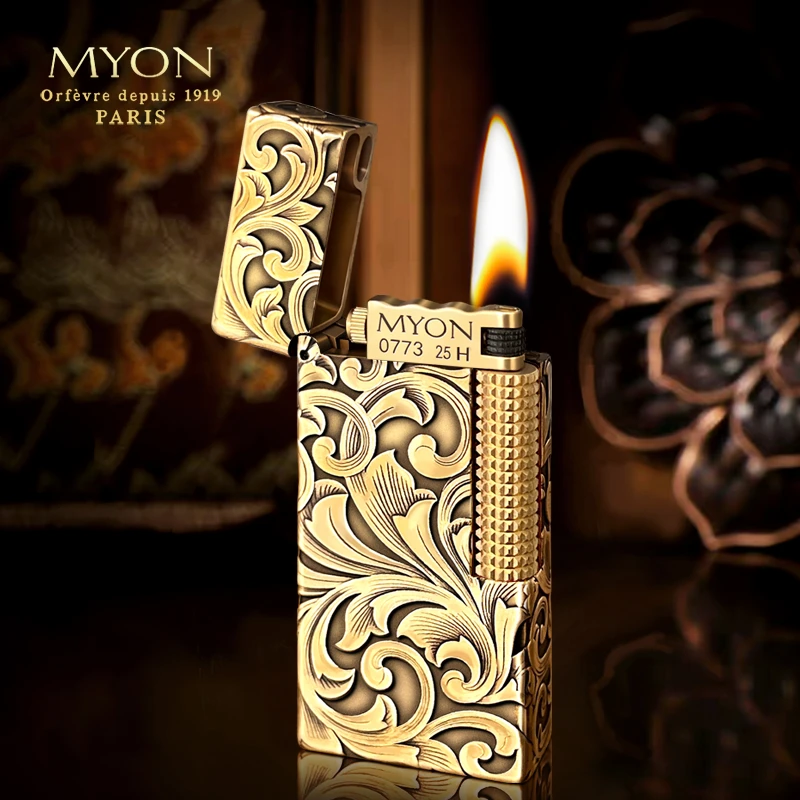 MYON爵士待机王M8大唐草一机一码勉牌煤油打火机唐草花