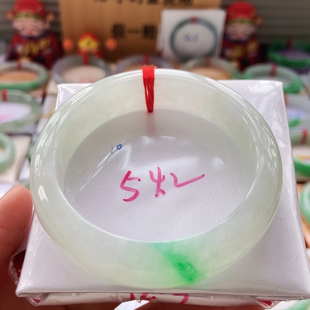 翡翠手镯未镶嵌15冰底飘阳绿小宽版15
