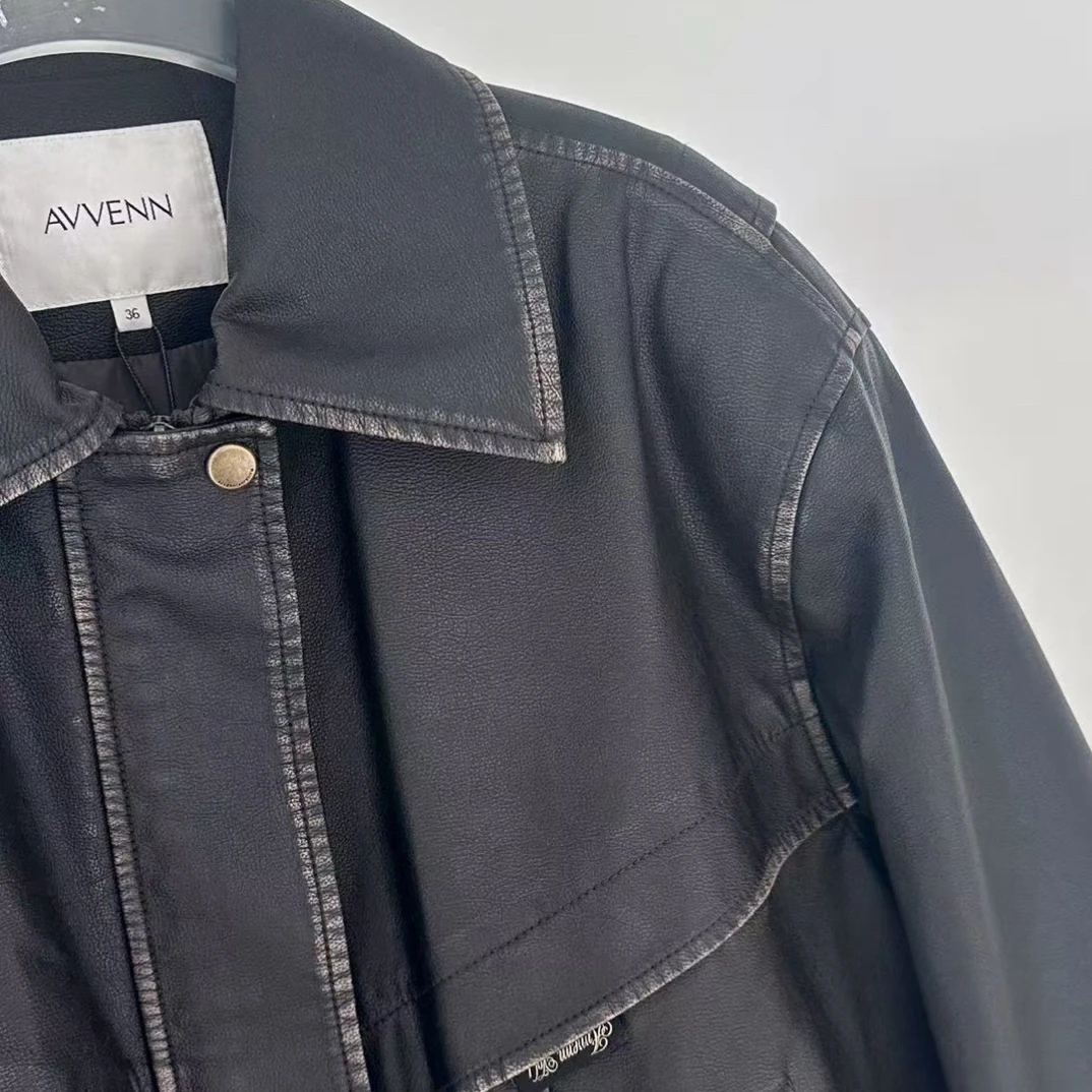 AVVENN｜新款棕咖皮外套70105552