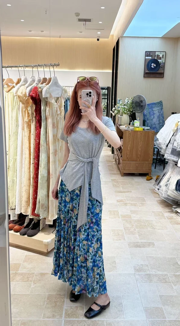 【慕莎服饰】松紧腰碎花显瘦半身裙#9867