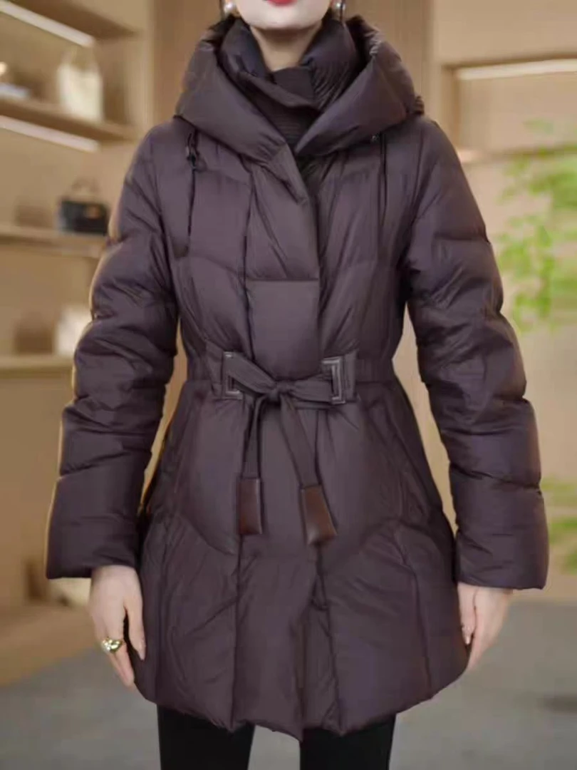 25882冬季新款优雅时尚百搭气质显瘦减龄休闲白鸭绒羽绒服外套