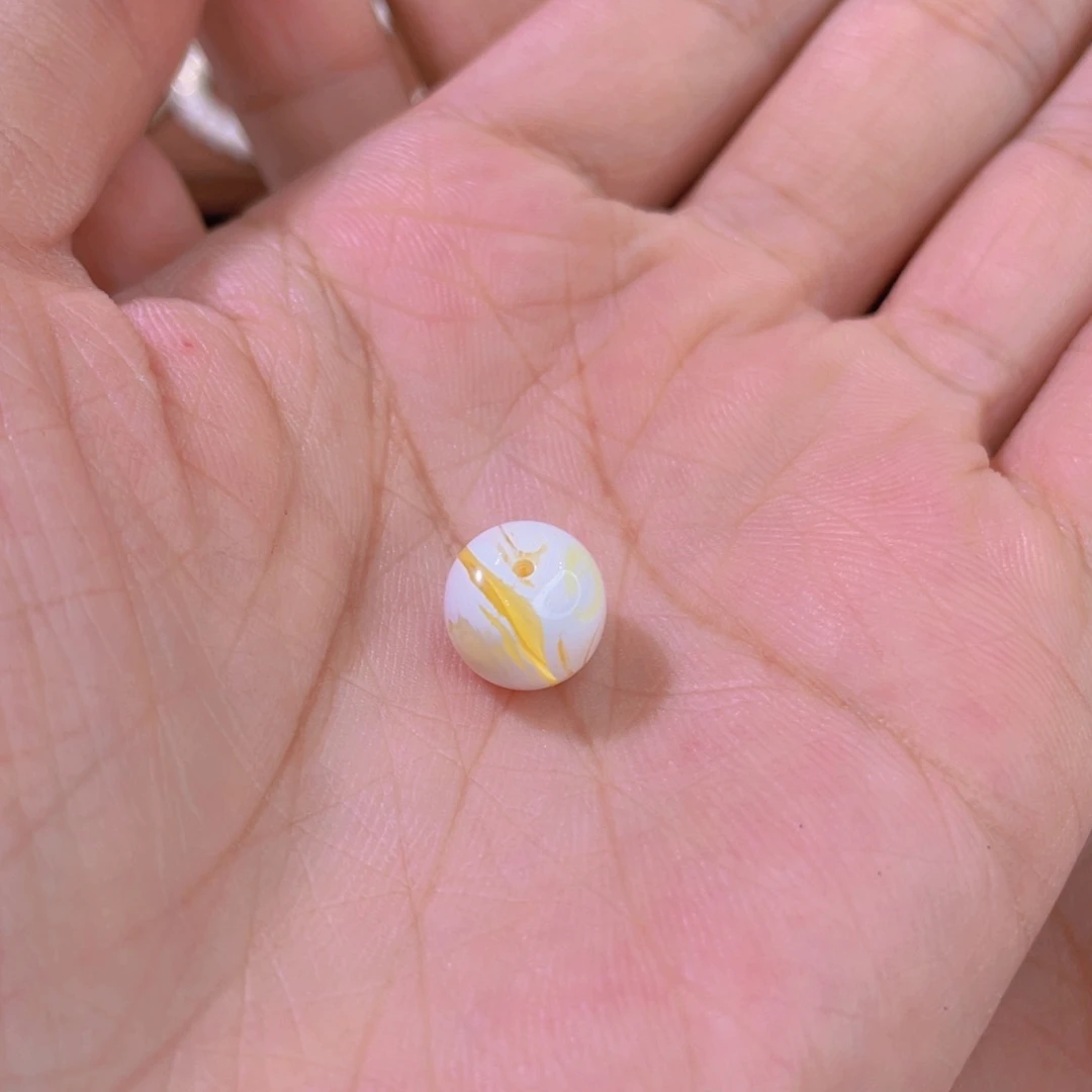 未镶嵌琥珀裸石N10004金漆白老型单珠