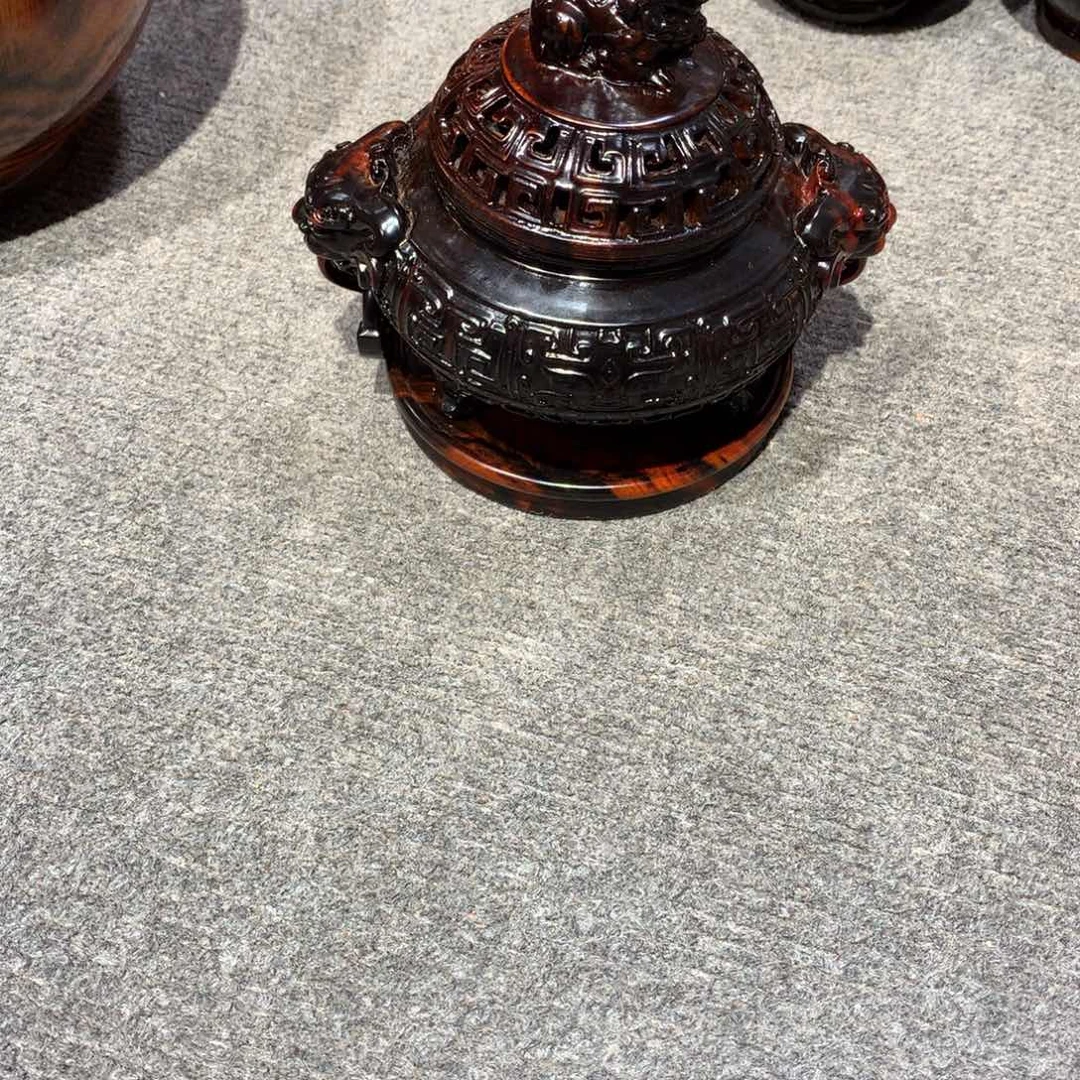 风***华木大红酸枝香炉一个