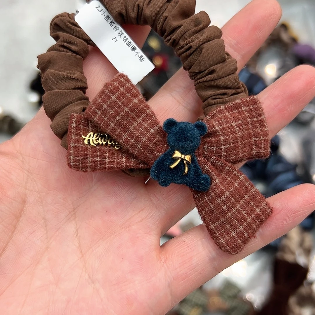 布艺非金属蓝色小熊发圈
