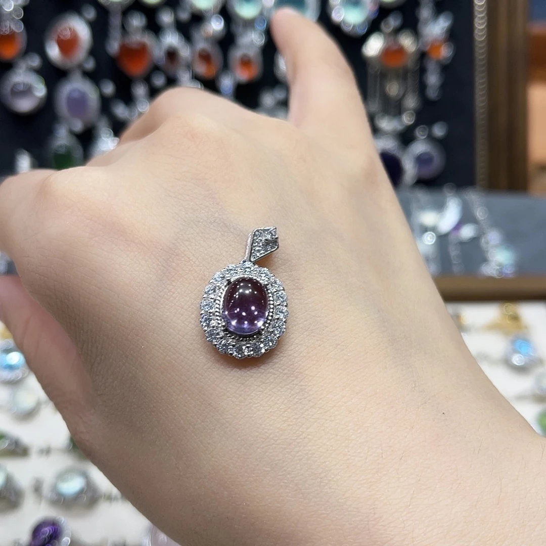 莫***古岫玉银S925镶嵌吊坠