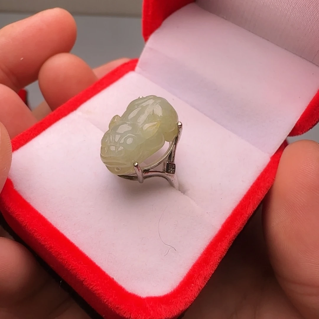 翡翠银S925镀金镶嵌戒指