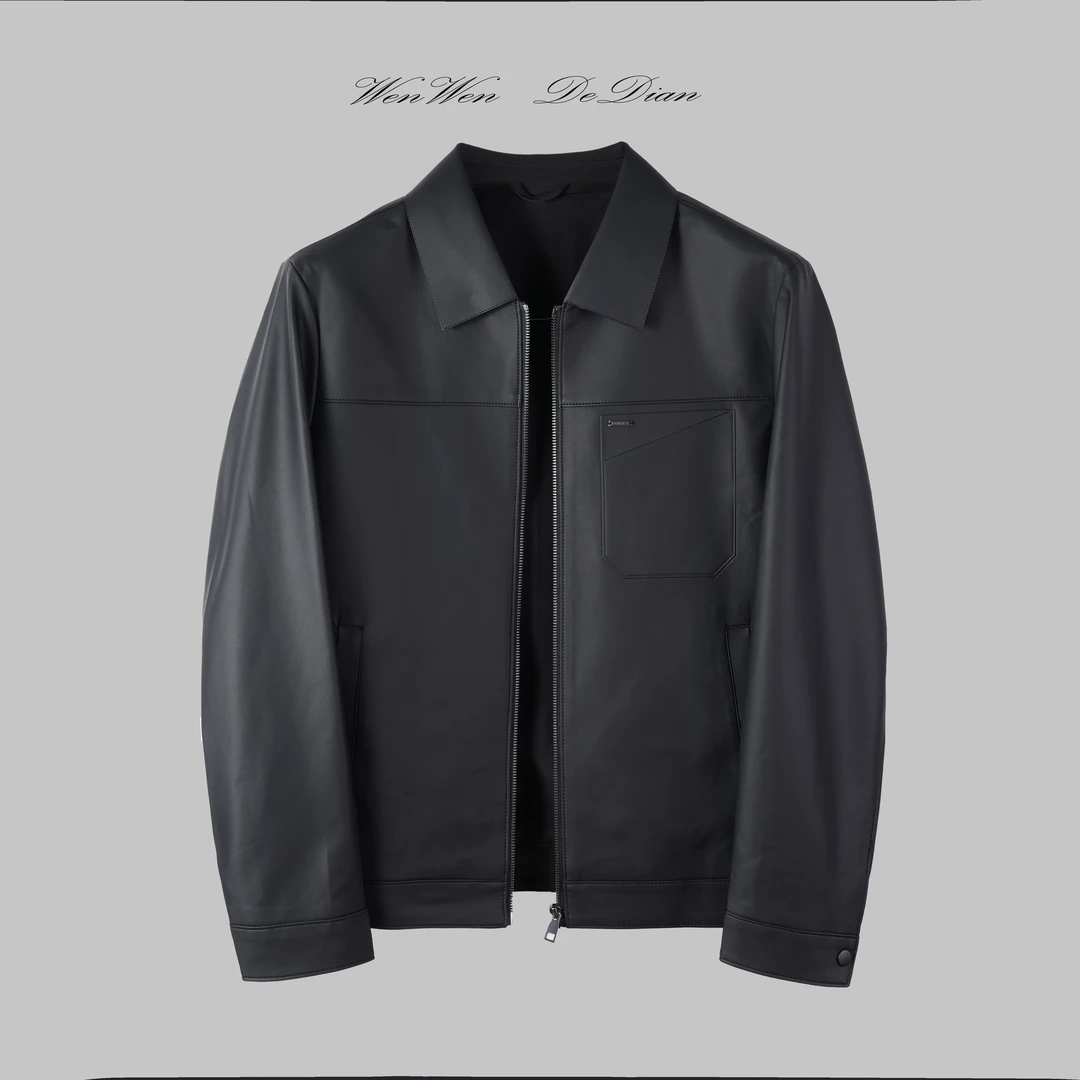 【皮衣系列】定制面料痞帅轻奢时尚商务翻领皮衣夹克w6395