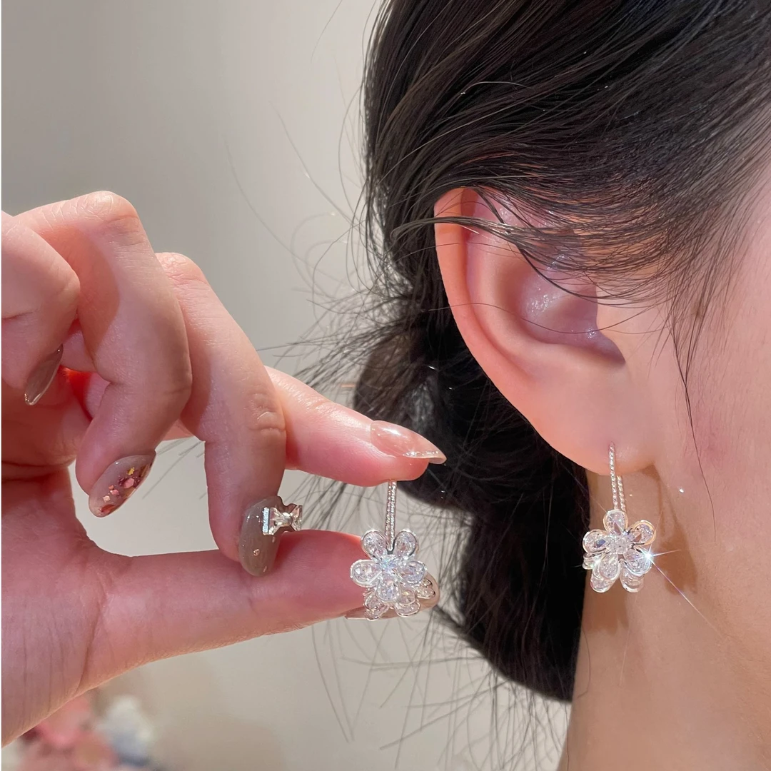 繁花耳环少女风温柔名媛夏日气质时尚花朵耳饰R-2903