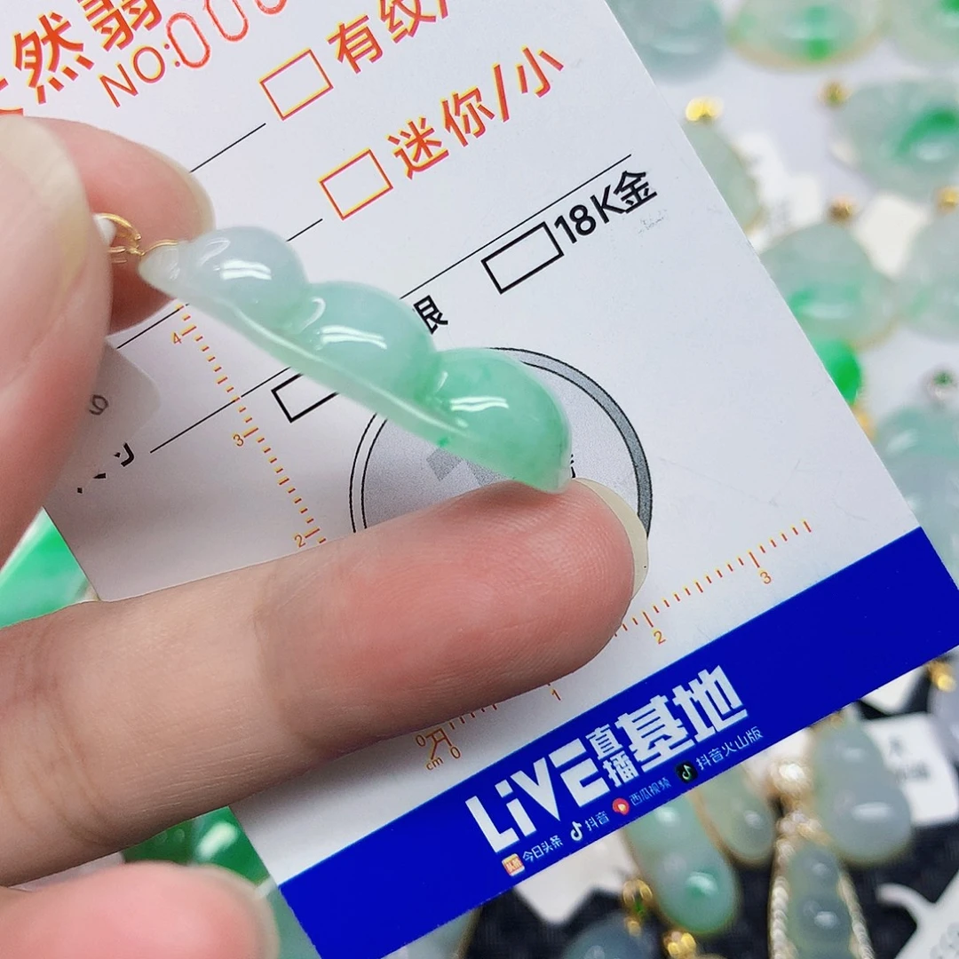 翡翠18K金镶嵌颈饰豆子