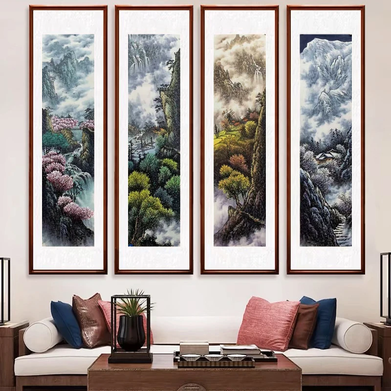 【四条屏】张恒禄160*50cm手绘 四条屏礼盒作品（6）