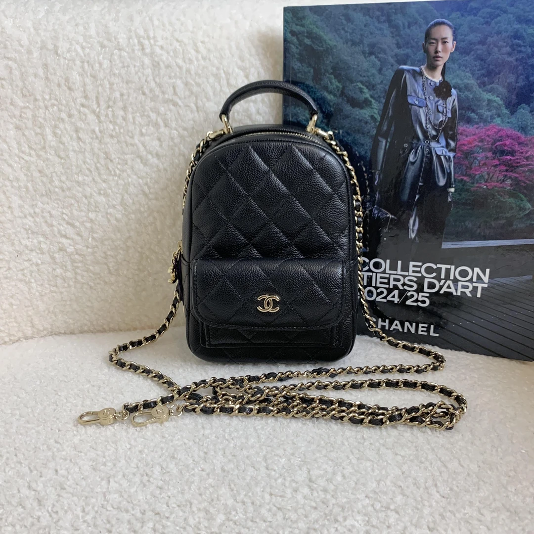 99新 Chanel/香奈儿 壹臻/24S黑金牛双肩包34767360