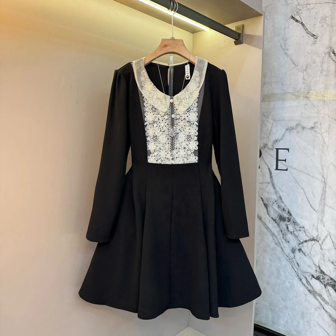 欧货秋季气质复古名媛范拼接时尚胖MM大码女装赫本风连衣裙9151