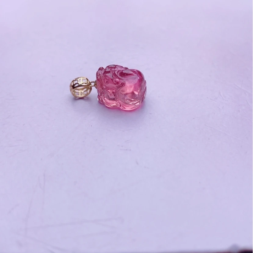 【闪购商品】碧玺颈饰18K金镶嵌薄**水碧玺吊坠