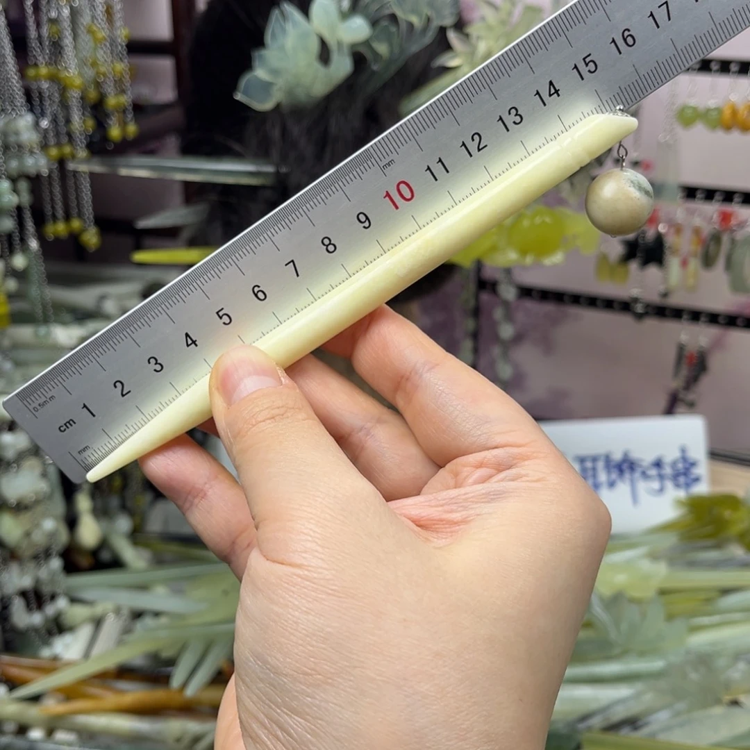 岫玉未镶嵌发饰长度15.5厘米左右