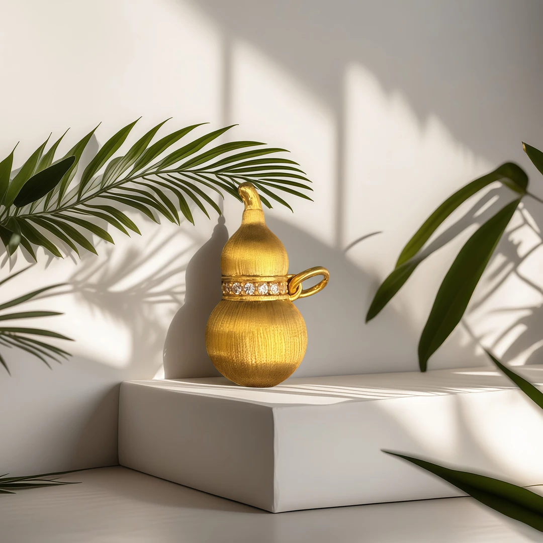 莫桑石【媛媛专属】18K金 拉丝大板镶嵌葫芦 卡约11.5*23mm