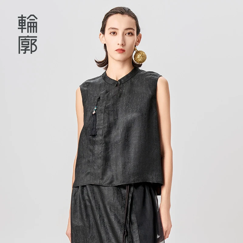 轮廓华章老钱风中式马甲复古典雅提花马甲L241Y067