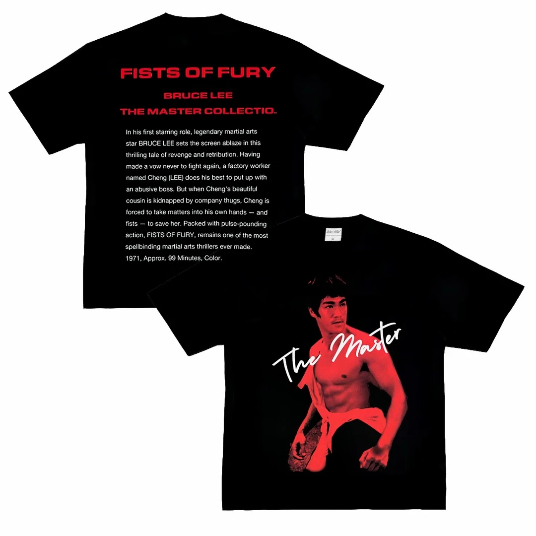 【棉绘无界】夏季情侣男女款重磅230克纯棉李小龙字母印花短袖T恤潮