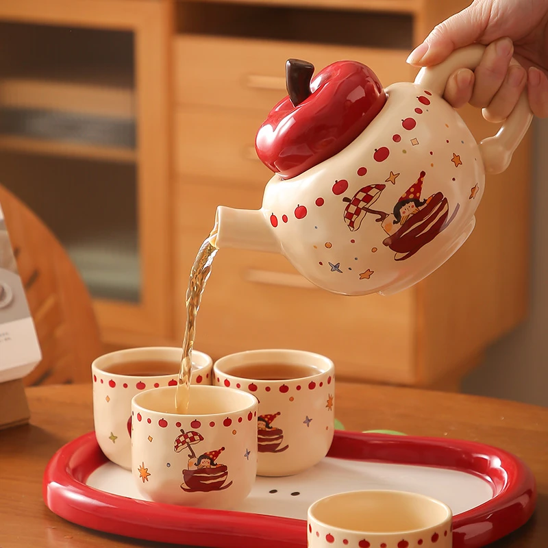 苹果陶瓷泡茶壶套装乔迁新居茶具水杯特别好看的订婚新婚新年礼物