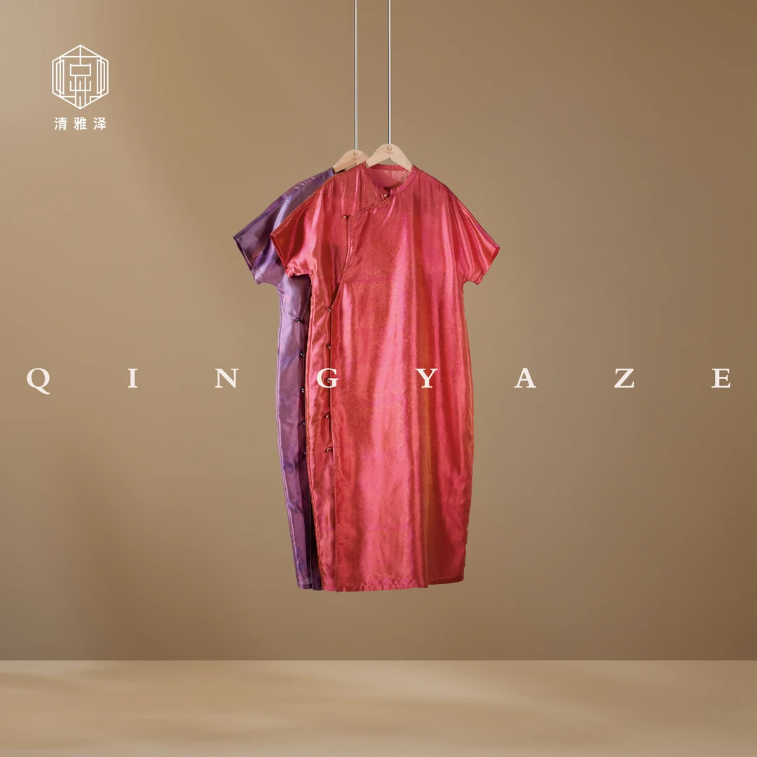 景鸢！真丝浮光锦新中式南瓜长裙！GZ6010