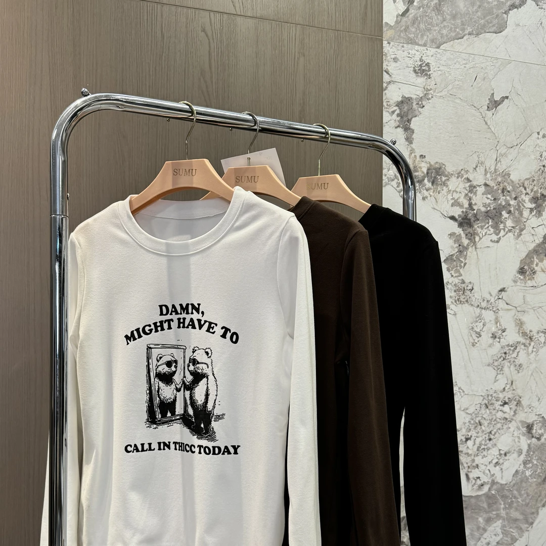 吸汗镂空长袖上衣字母轻职风拼接T恤秋冬显瘦女士休闲时尚7652