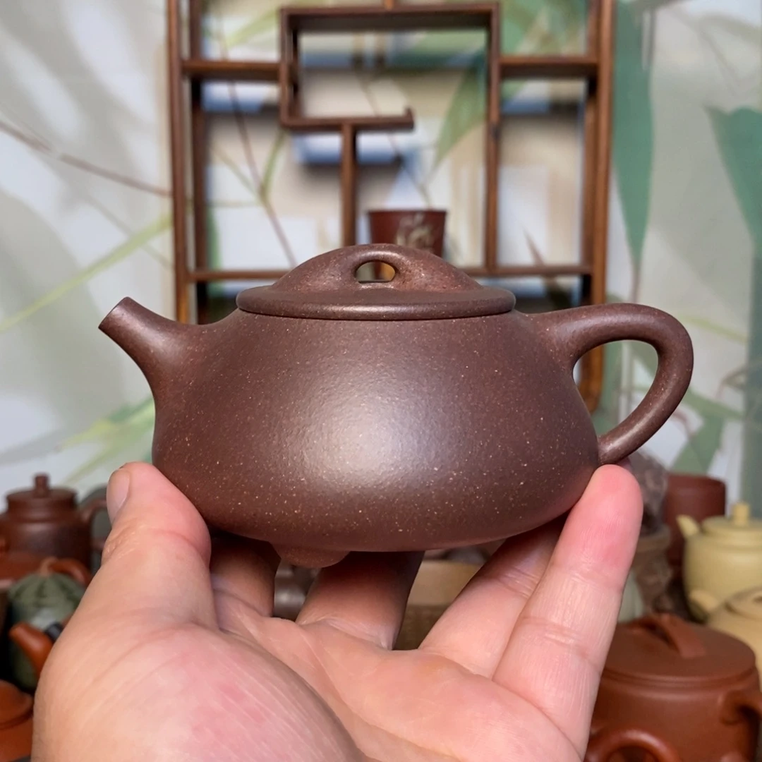 勇***龙茶壶紫砂底槽清半手石瓢