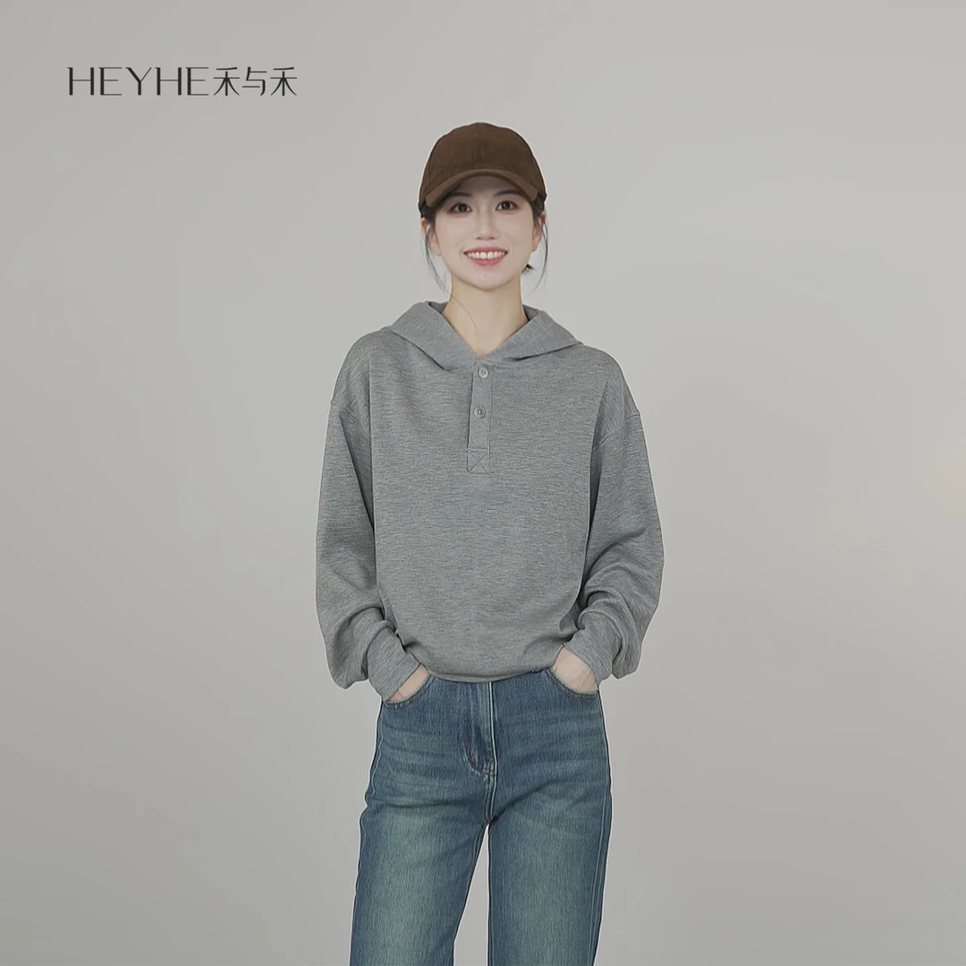 小禾【半糖】莱赛尔混纺薄款松弛感柔软舒适极简休闲风套头连帽卫衣