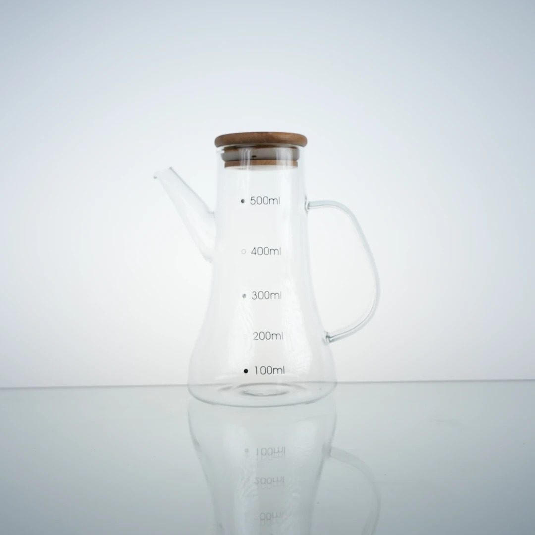 油壶自由！ 纯人工手作A级高硼硅材质500ml竹木盖油壶