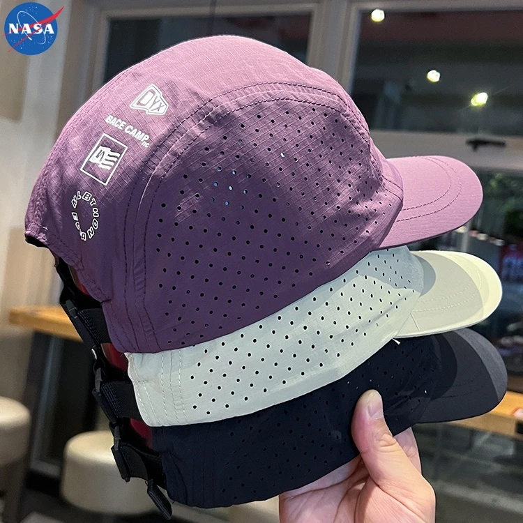 NASAOVER夏季薄款速干鸭舌帽子男女网眼透气短檐帽户外遮阳棒球帽