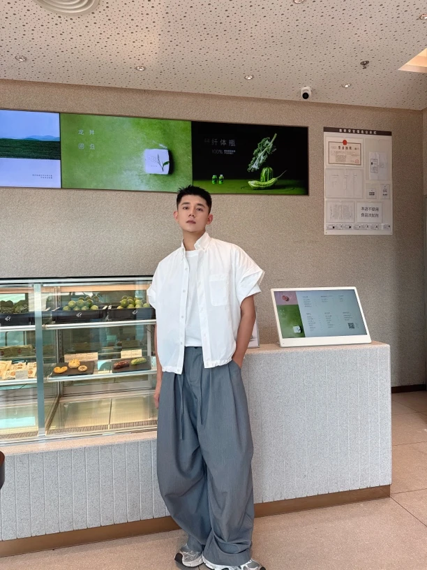 夏季潮高腰褶皱长裤休闲裤港风阔腿裤宽松西裤百搭薄款