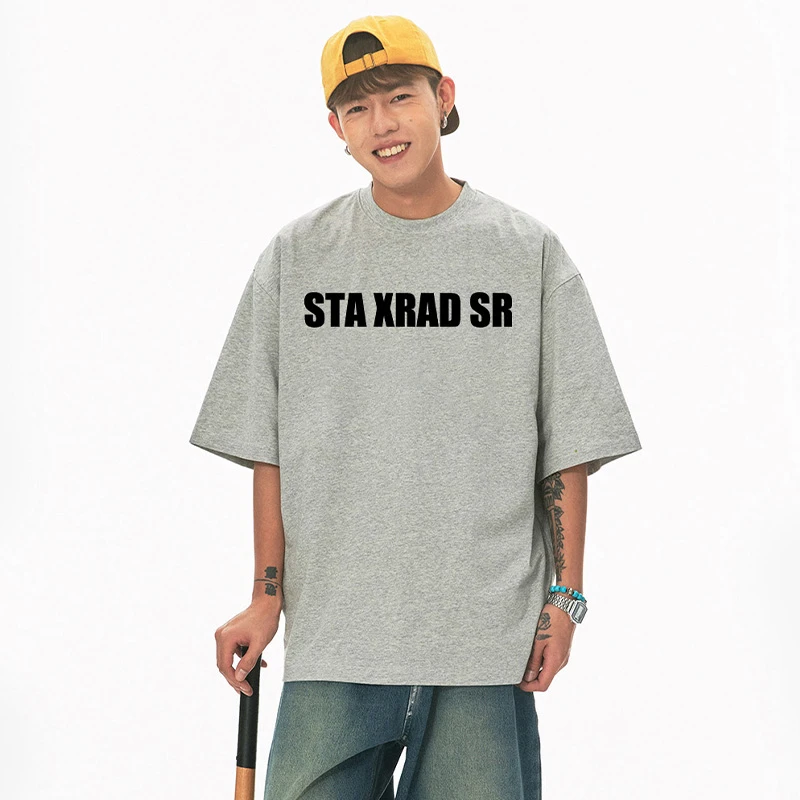 STA XRAD SR美式短袖T恤男士夏季爆款2025新款灰色宽松女情侣高街