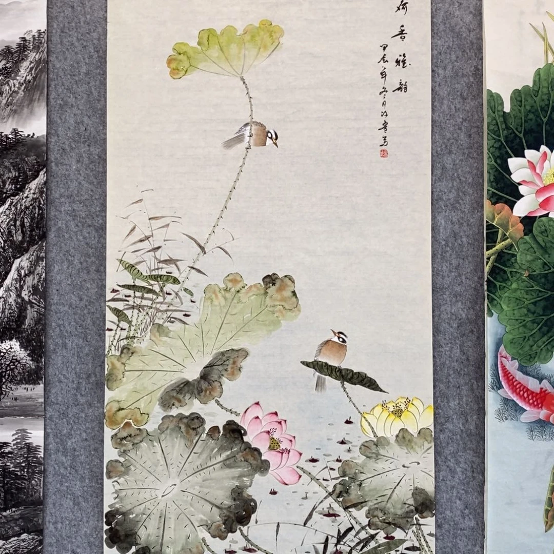 国画奋*哥四尺竖幅写意荷花